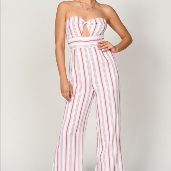 TOBI Carie Stripe Strapless Jumpsuit S/P - Picture 1 of 9